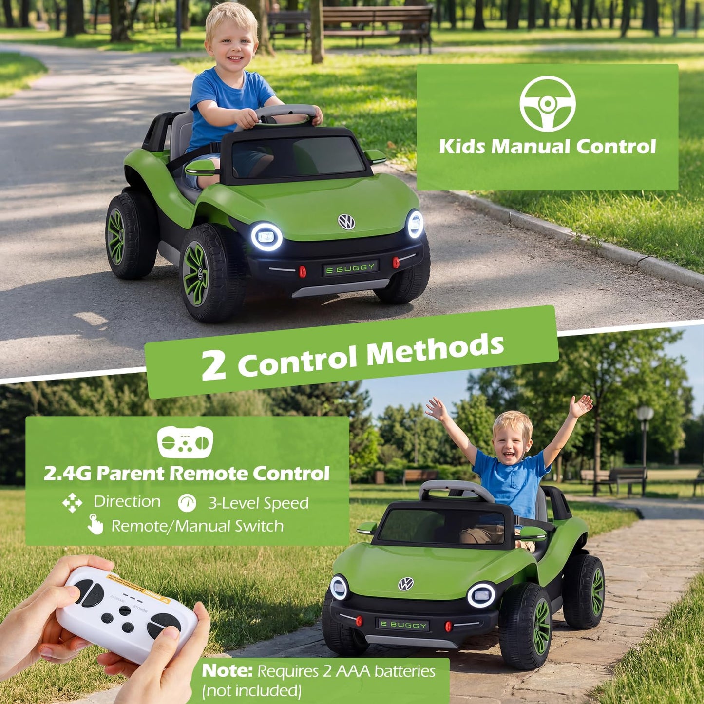 12V Kids Electric Car Licensed Volkswagen with Remote and LED Headlights