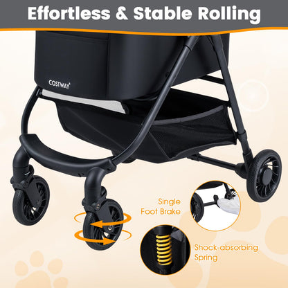 Pet Stroller, 3 in 1 Folding Dog Pram with Detachable Car Seat Carrier