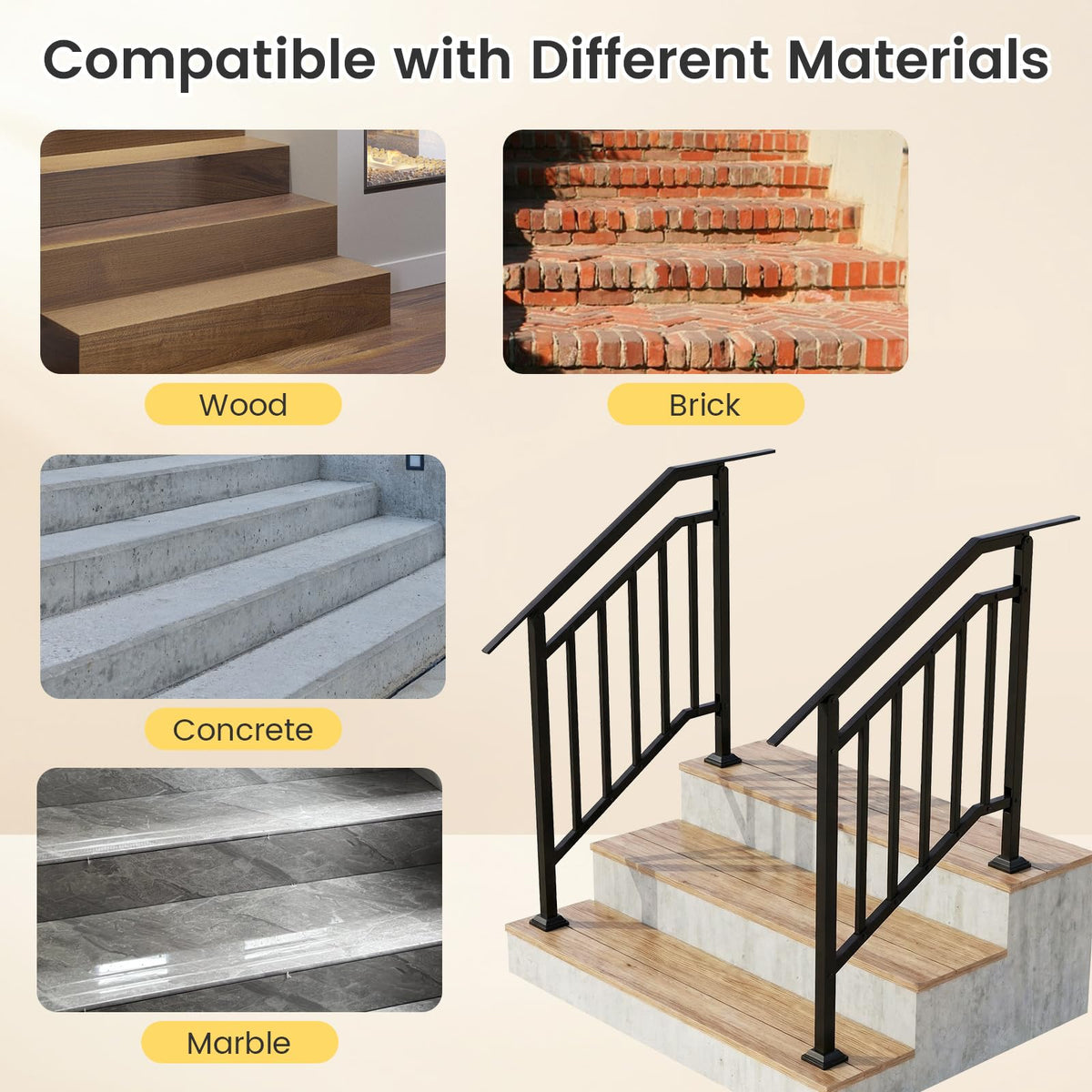 2 Pack Outdoor Handrails for Stairs