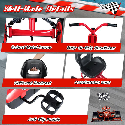 Kids Pedal Go Kart, Ride On Racer with 2-Position Seat