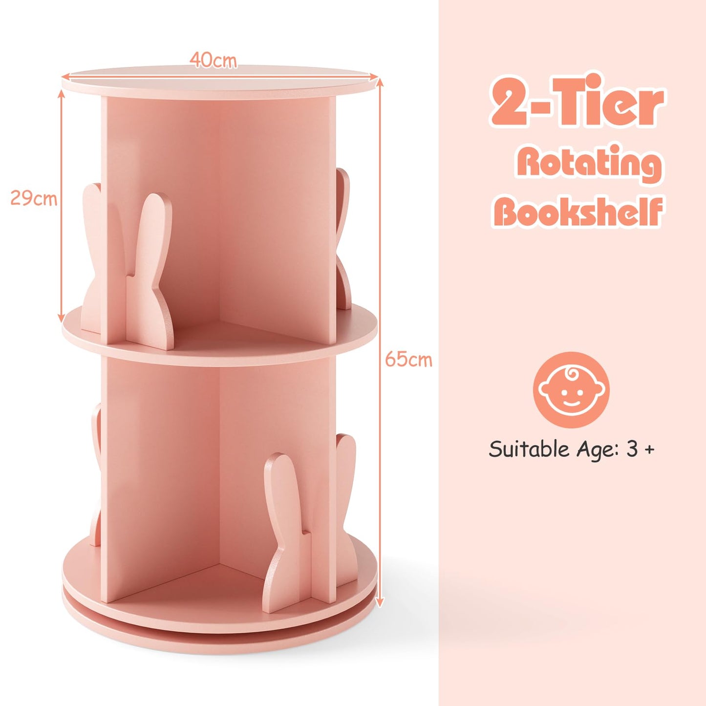 3 Tier 360° Rotating Bookcase with Bookends