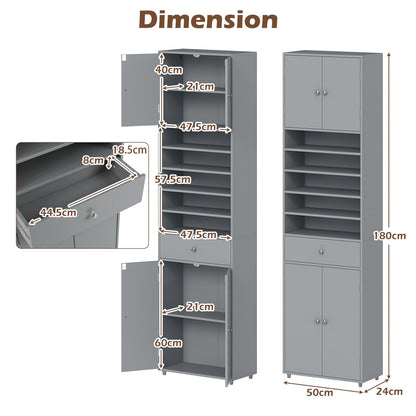 Tall Bathroom Storage Cabinet with Drawer and Adjustable Shelves