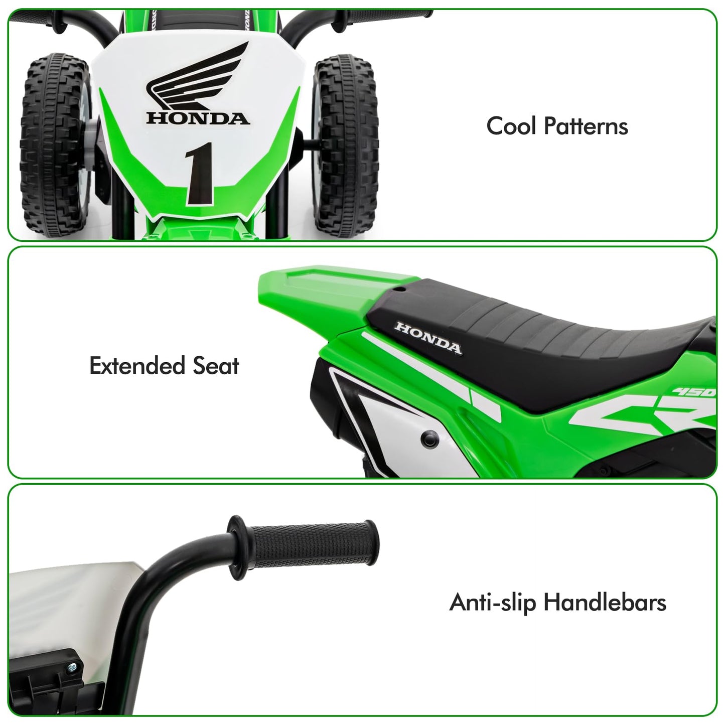Honda Licensed Kids Ride On Motorbike with Horn Anti-slip Handlebars