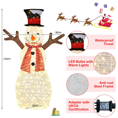 Pre-Lit Lighted Standing Snowman Christmas Decoration with Ground Stakes