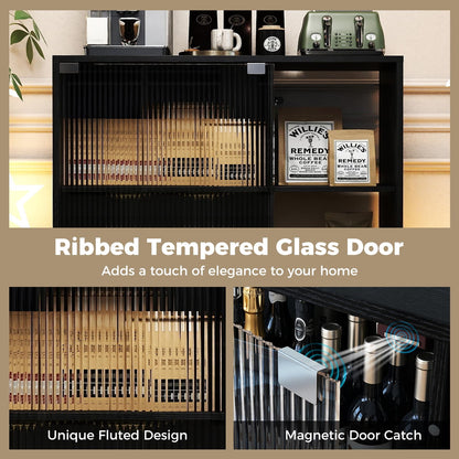 Wine Bar Cabinet with LED Lights, Remote & APP Control