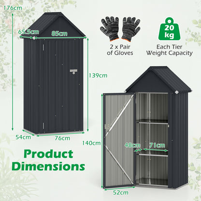 3 x 2FT Metal Garden Storage Shed with 3 Adjustable Shelves