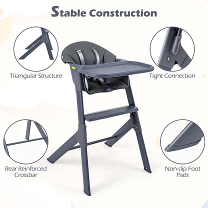 Baby High Chair, 3-in-1 Toddler Highchair with Adjustable Tray