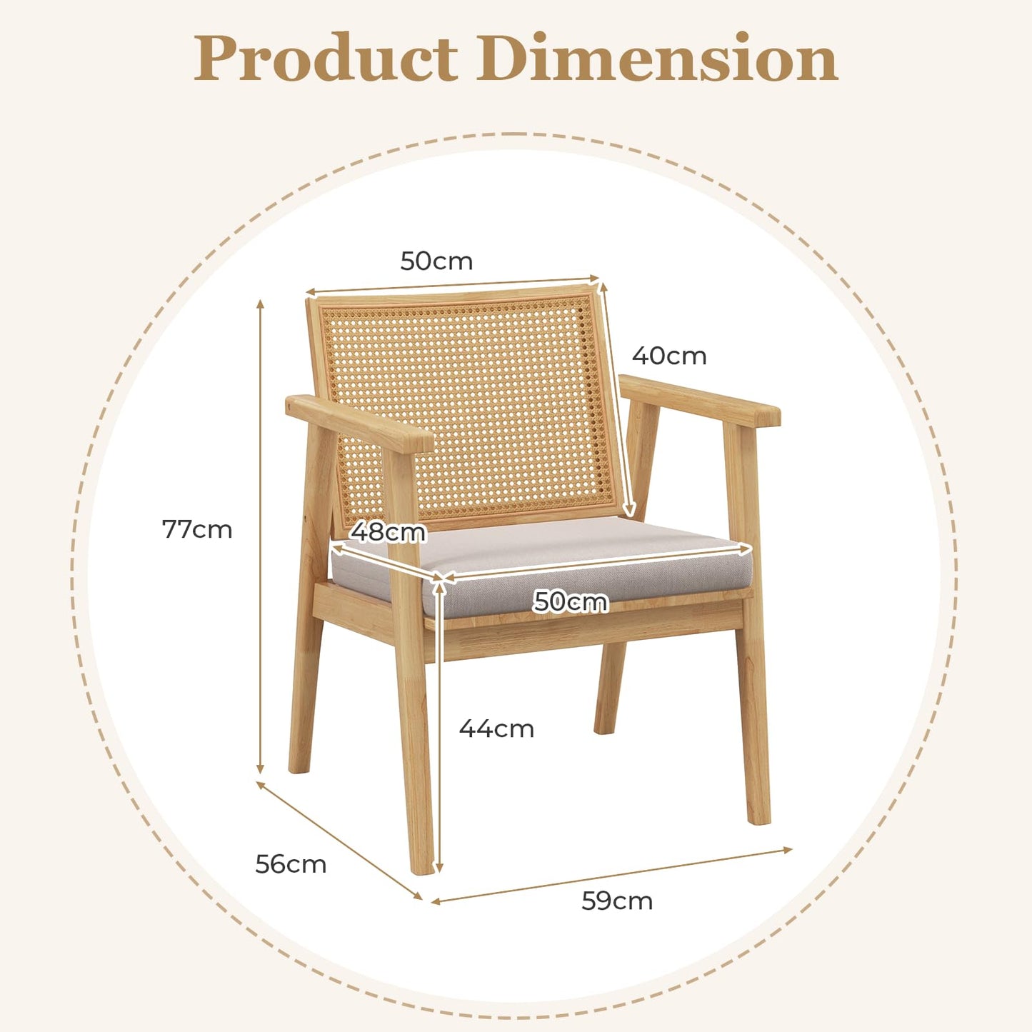 Modern Accent Chair with Solid Rubber Wood Frame