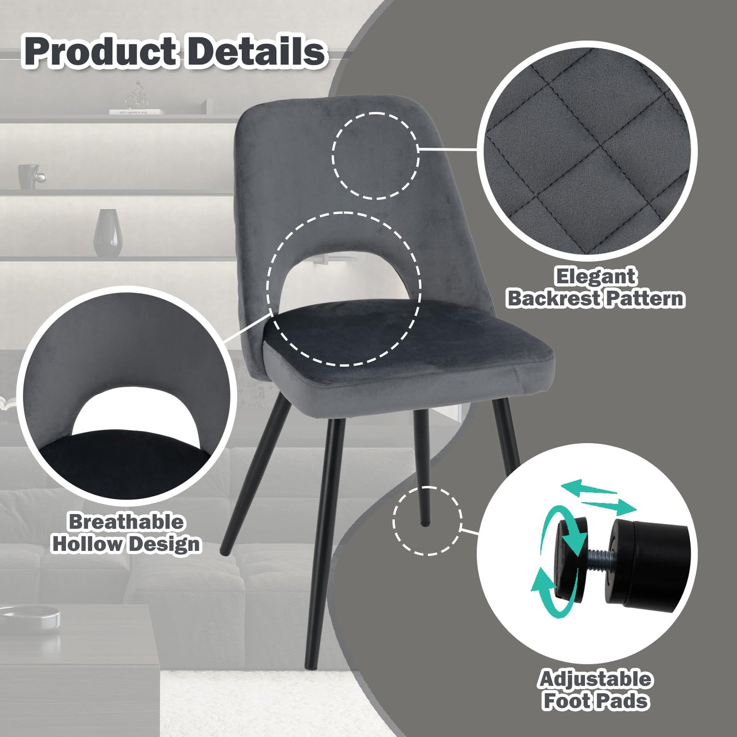Set of 2 Upholstered Living Room Chair with High-density Sponge Cushion