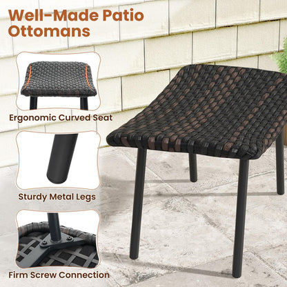 All-Weather Rattan Footstools Set of 2 with Quick-Dry Foam