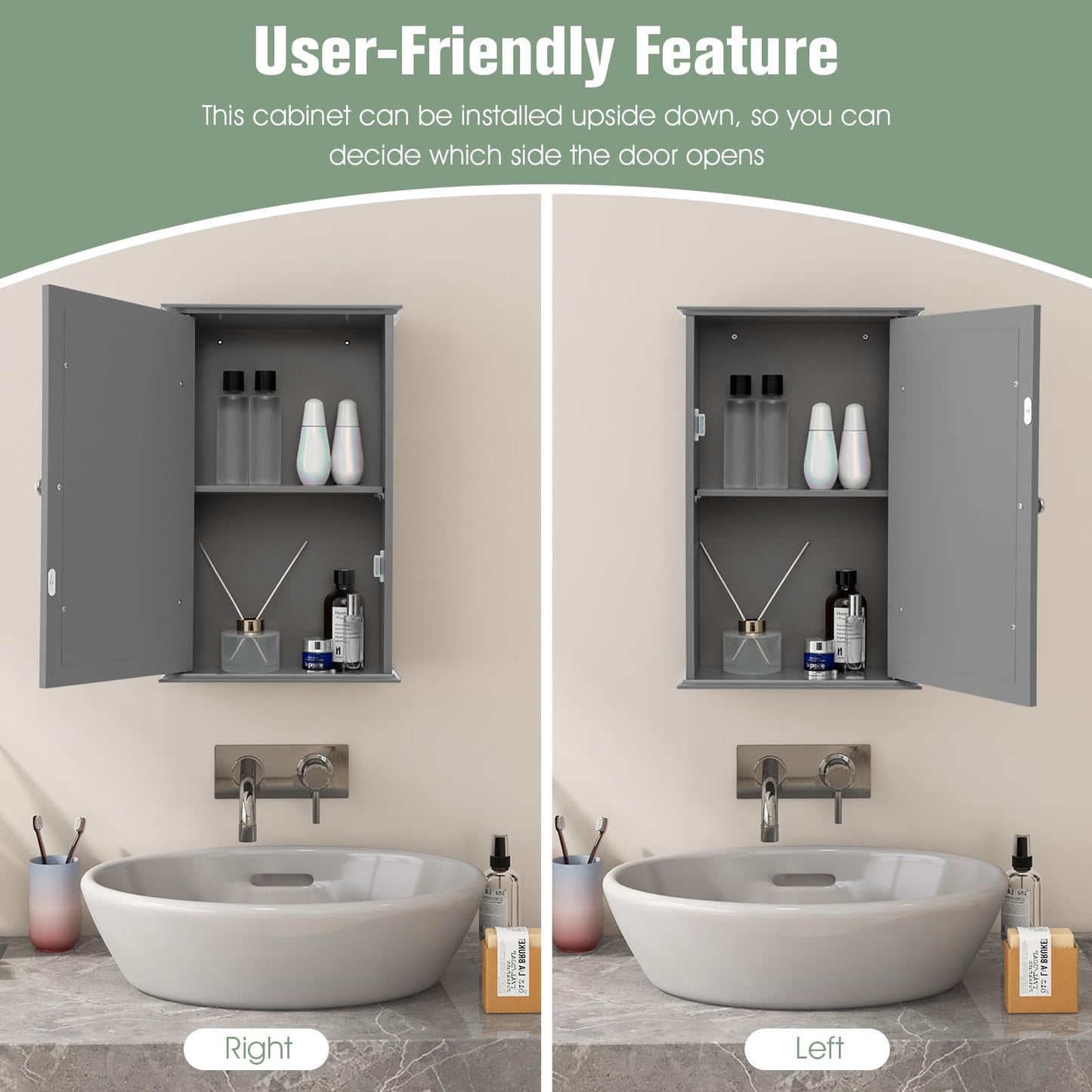 Bathroom Medicine Cabinet with Mirror and Adjustable Shelf