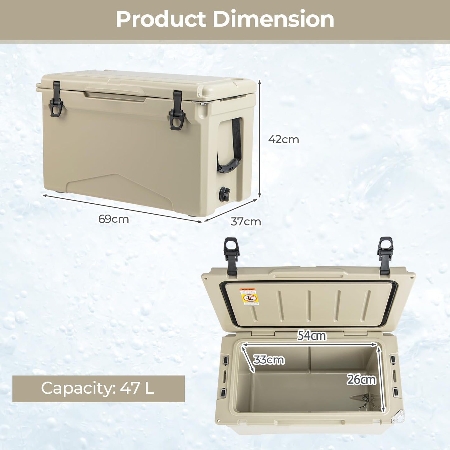 47L Portable Rotomolded Cooler with Integrated Cup Holders