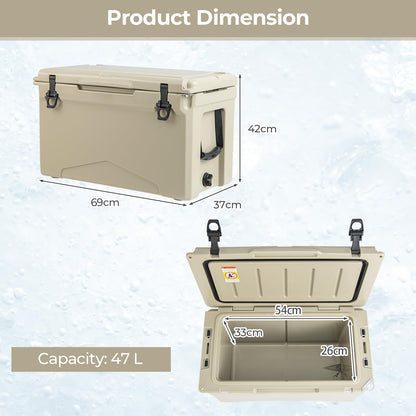 47L Portable Rotomolded Cooler with Integrated Cup Holders