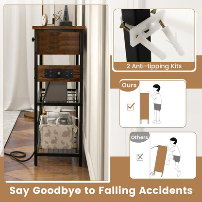 Entryway Narrow Console Table with Charging Station