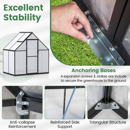 Polycarbonate Greenhouse Large Walk-in Aluminum Sunroom
