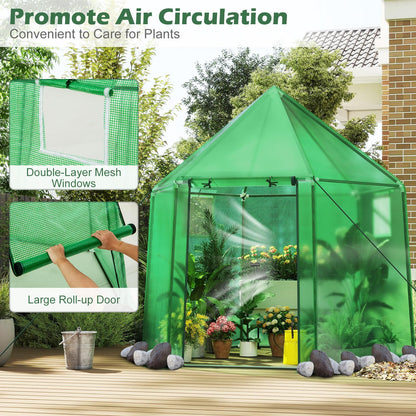 Walk In Greenhouse, 198 x 172 x 190cm Polytunnels Grow House with PE Cover