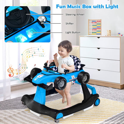 Foldable Push Along Walkers with Adjustable Height & Speed, Music, Lights