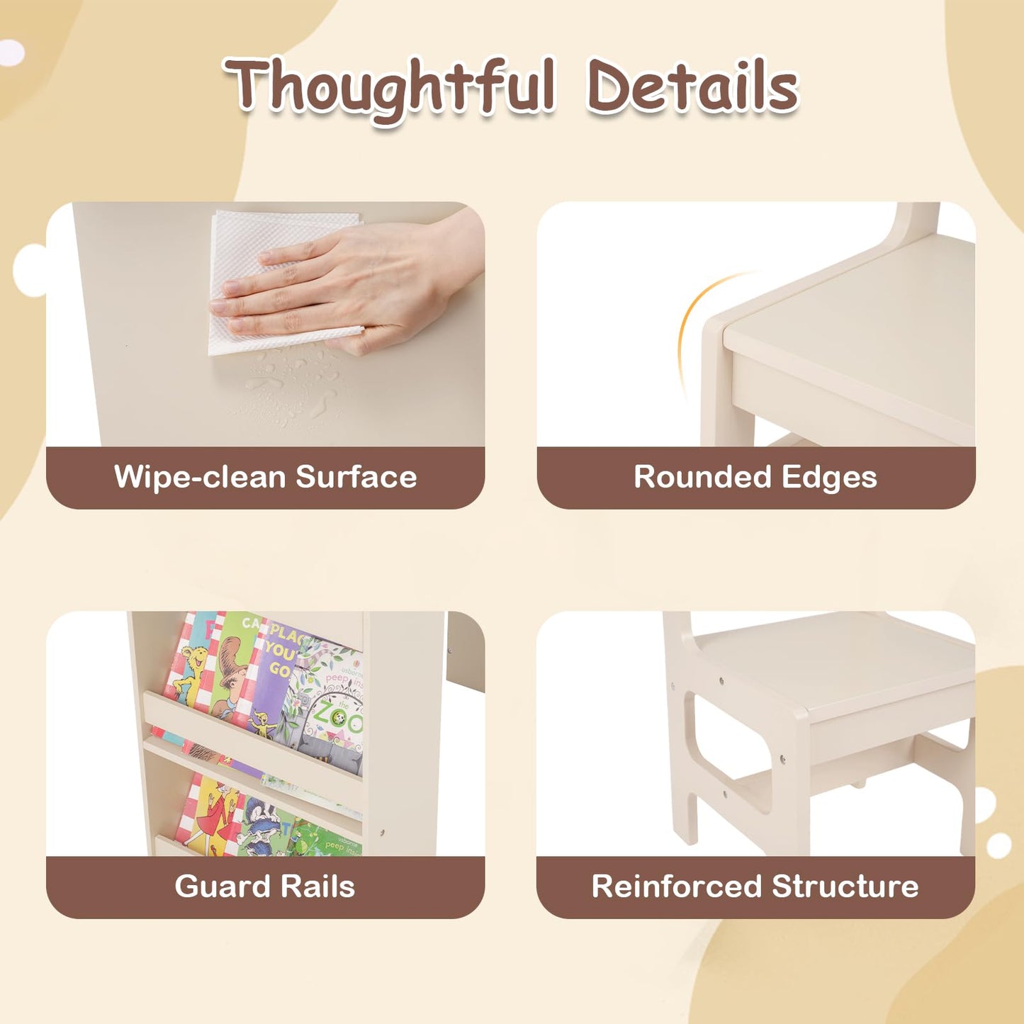 Kids Art Table and Chair Set with Removable Paper Roll Holder