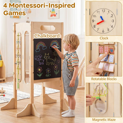 Toddler Step Stool Foldable Standing Tower with Anti-tip Feet