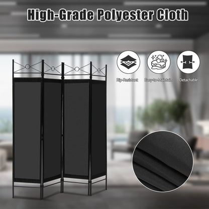 4 Panel Folding Room Divider with Detachable Cloth