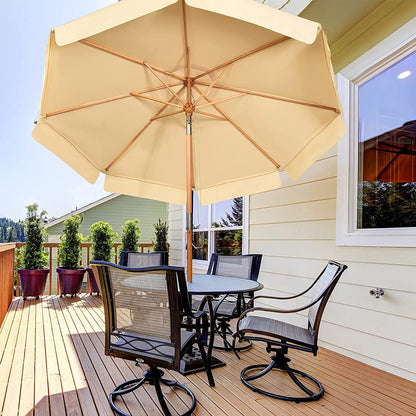 3M Garden Parasol Umbrella with Tilt Function and Wood Poles