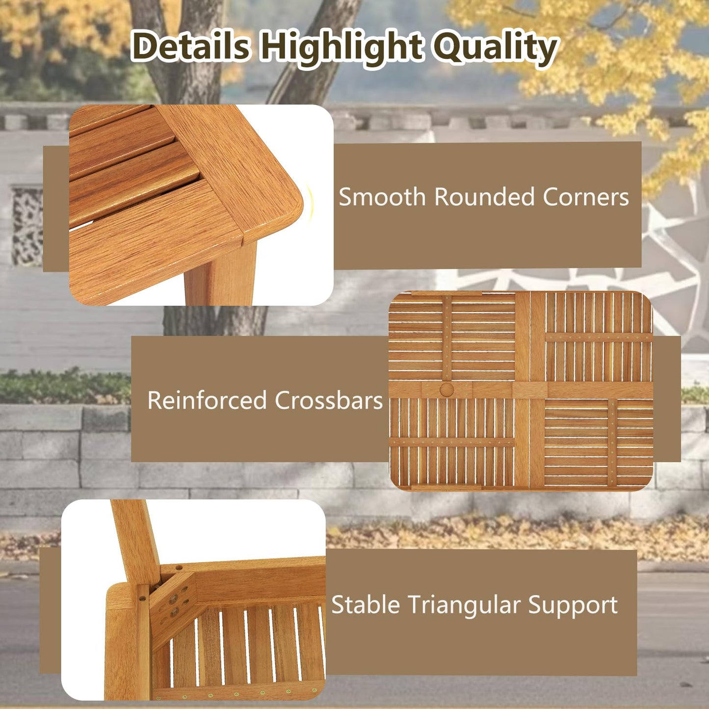 Outdoor Dining Table with Umbrella Hole for Balcony Backyard Deck Lawn