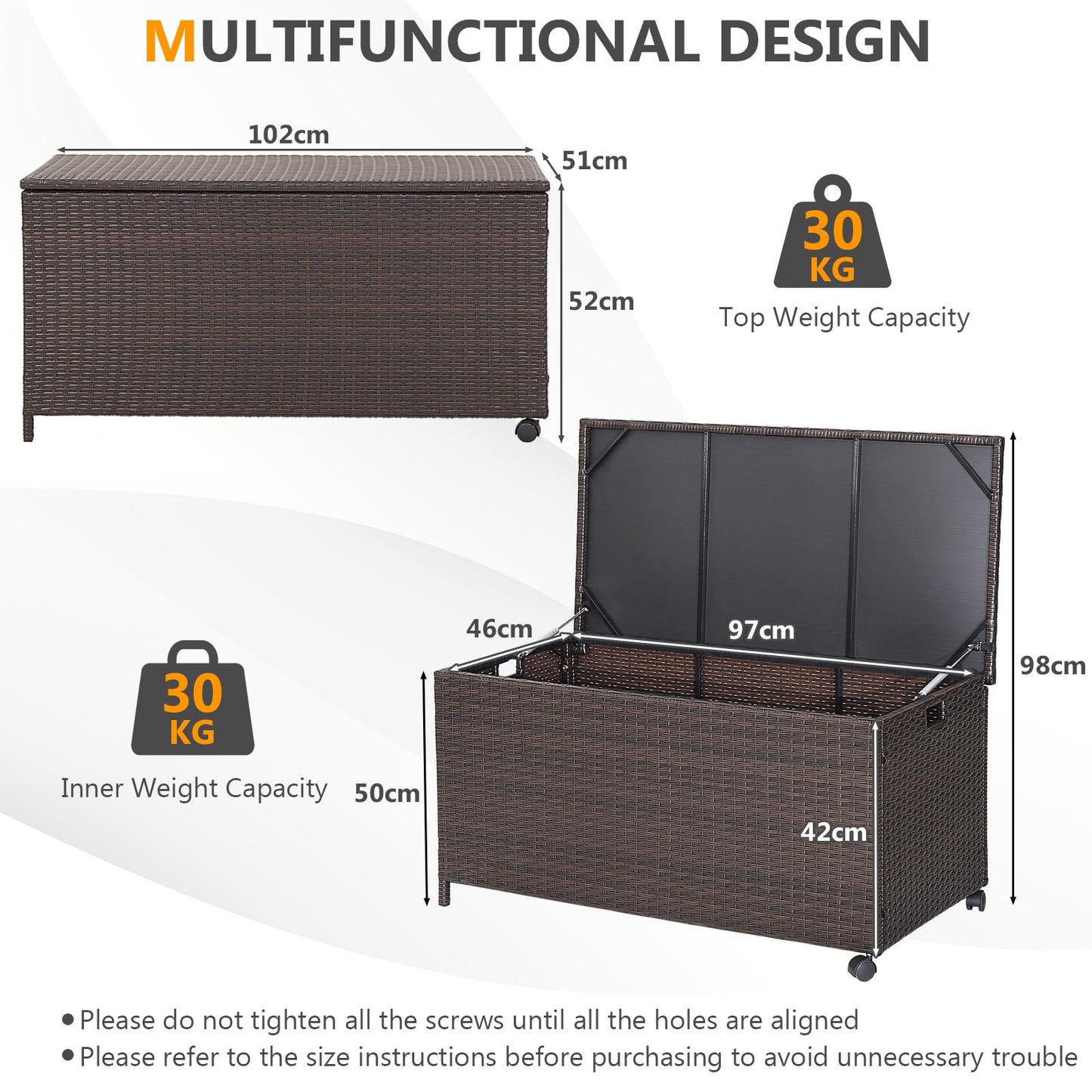 190L Weatherproof Garden Storage Box with Zippered Liner & Pneumatic Rod