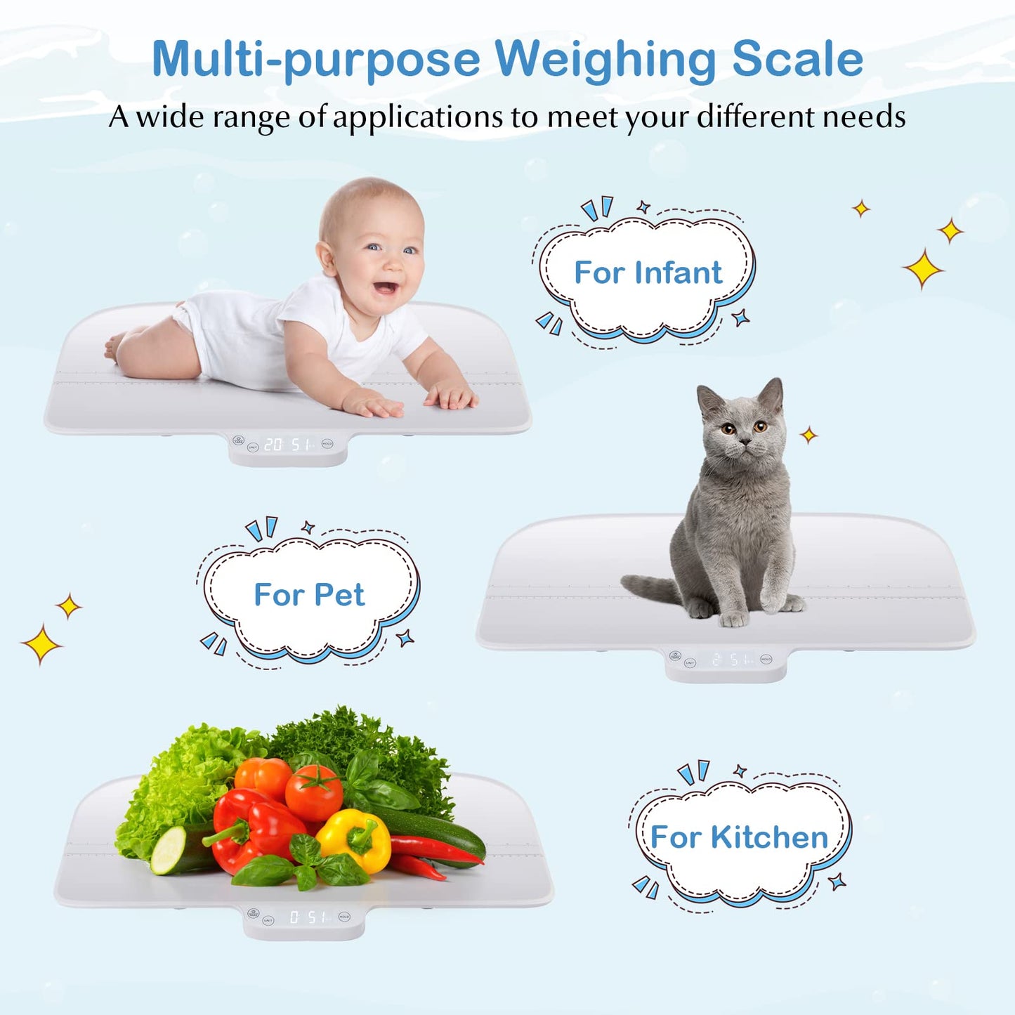 Baby Pet Scale Electronic Weighing Scale with Hold & Tare Function