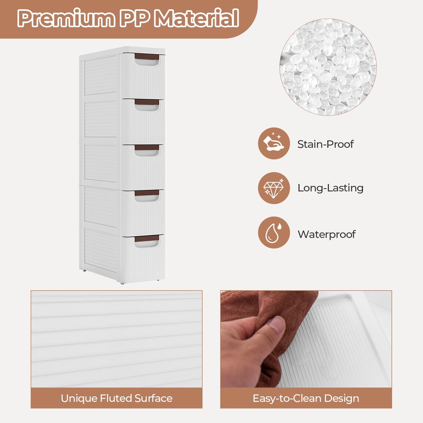 3/4/5-Drawer Narrow Storage Cabinet for Small Space
