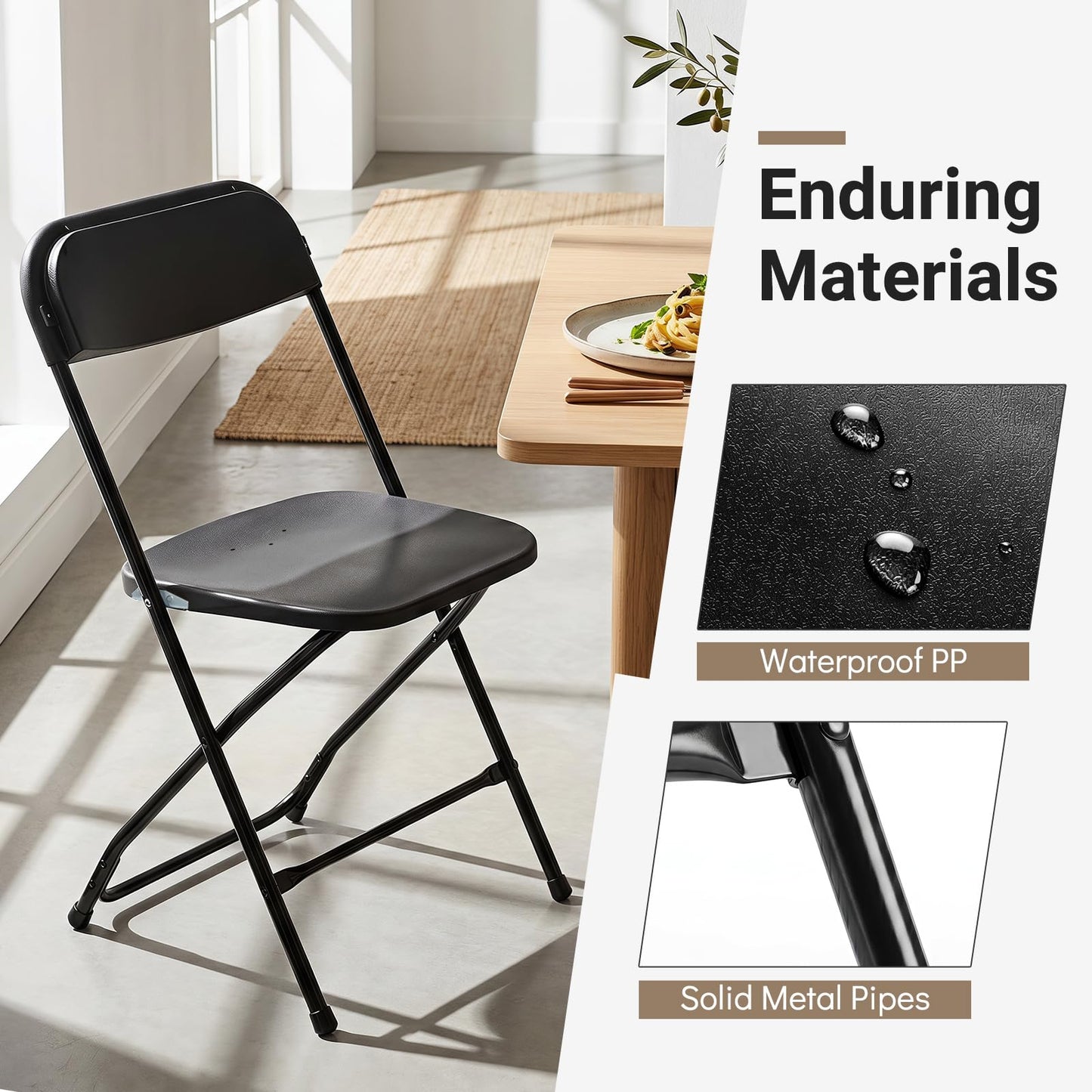 4 Pack Folding Chairs with Heavy Duty Metal Frame for Home