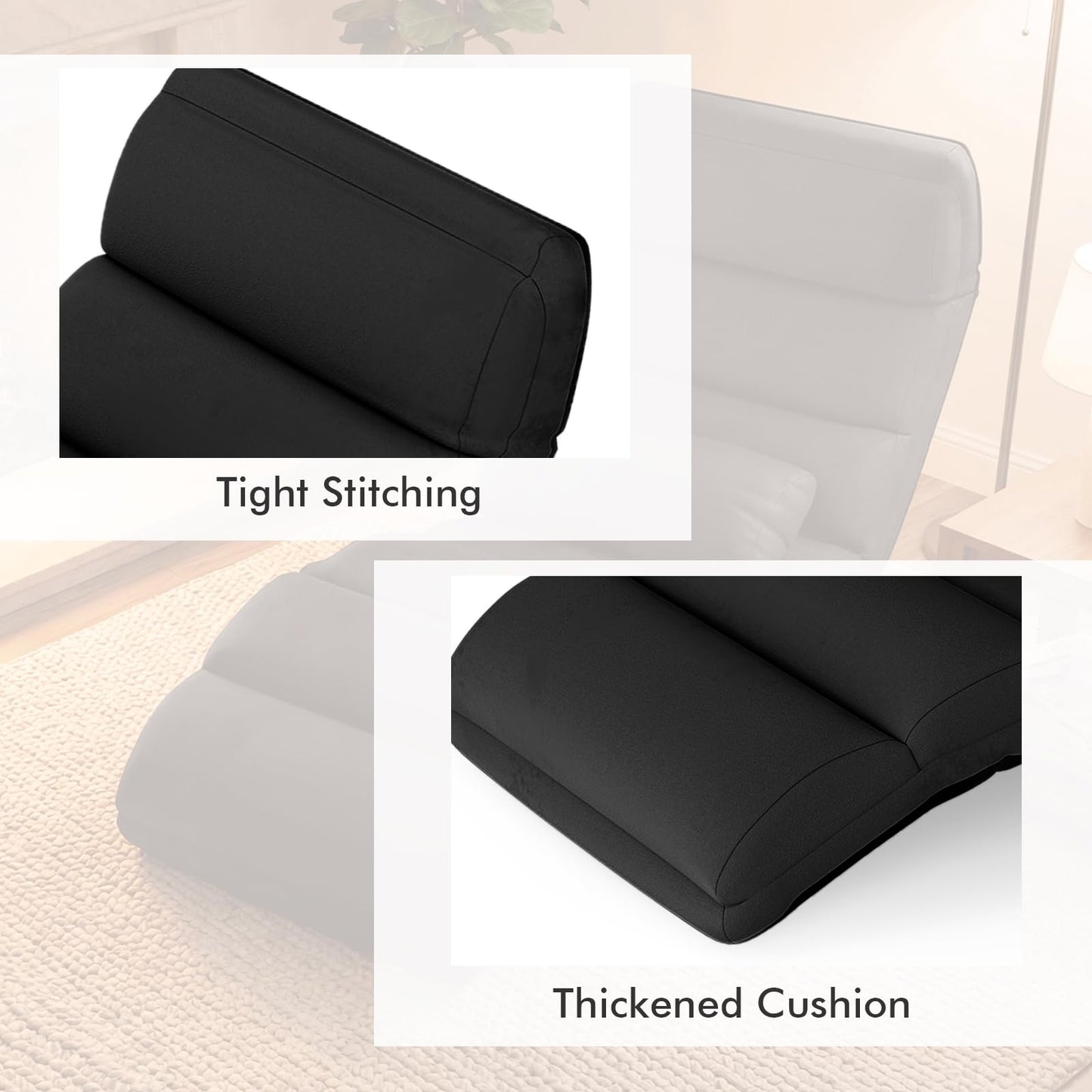 Folding Sofa Bed, 5-Position Adjustable Lazy Floor Sofa Chair Bed