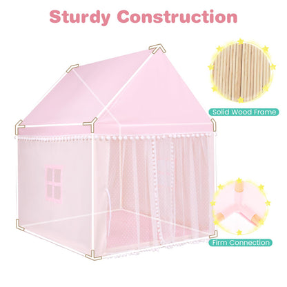 Children's Wooden Frame Playhouse Tent with Mat