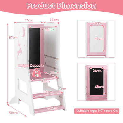 Height Adjustable Toddler Kitchen Learning Tower with Safety Rail