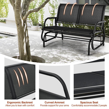 2-Person Outdoor Steel Frame Fabric Glider Bench