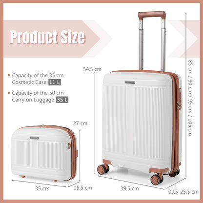 2-Piece Luggage Set 20 Inch Carry-on Suitcase and 14 Inch Cosmetic Case