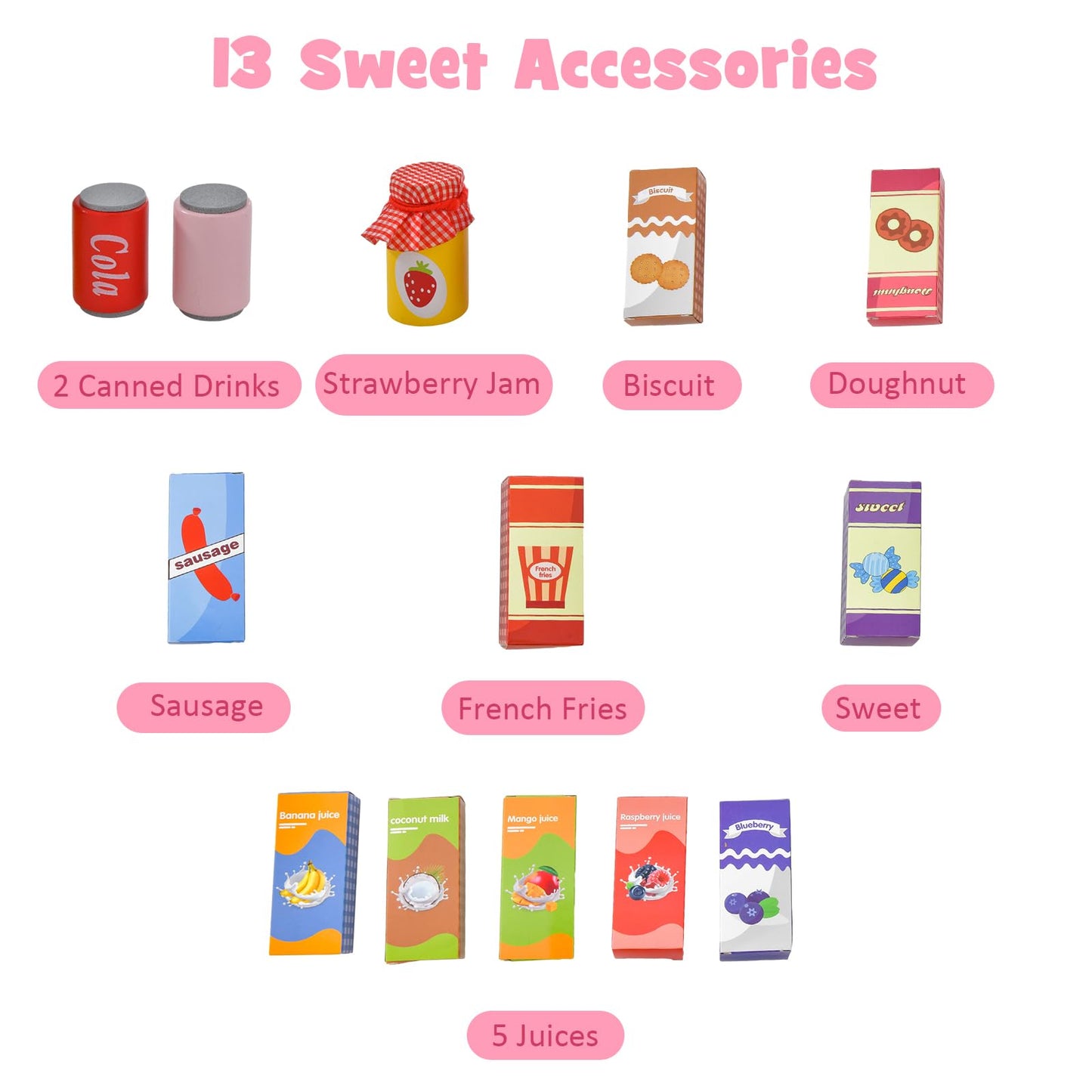 Kids Wooden Grocery Store Supermarket Play Toy Set