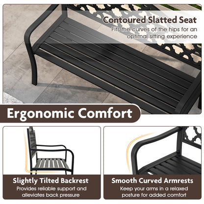 Metal Frame Loveseat Park Bench for Balcony