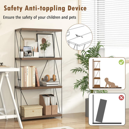 4-Tier Multipurpose Display Rack with Metal Frame for Living Room Home Office