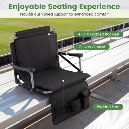 Foldable Stadium Seat, Padded Camping Chair with Back Support