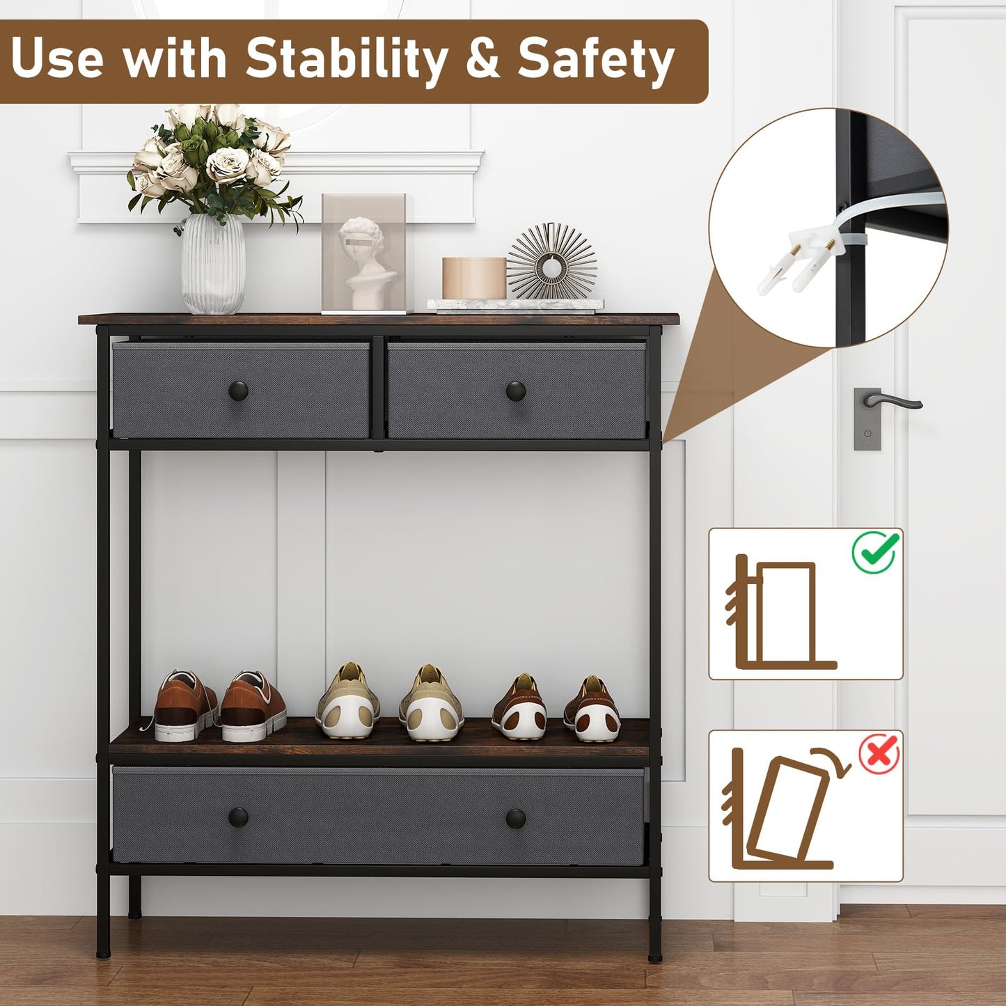 Console Table, Industrial Slim Accent Entryway Table Hall Desk