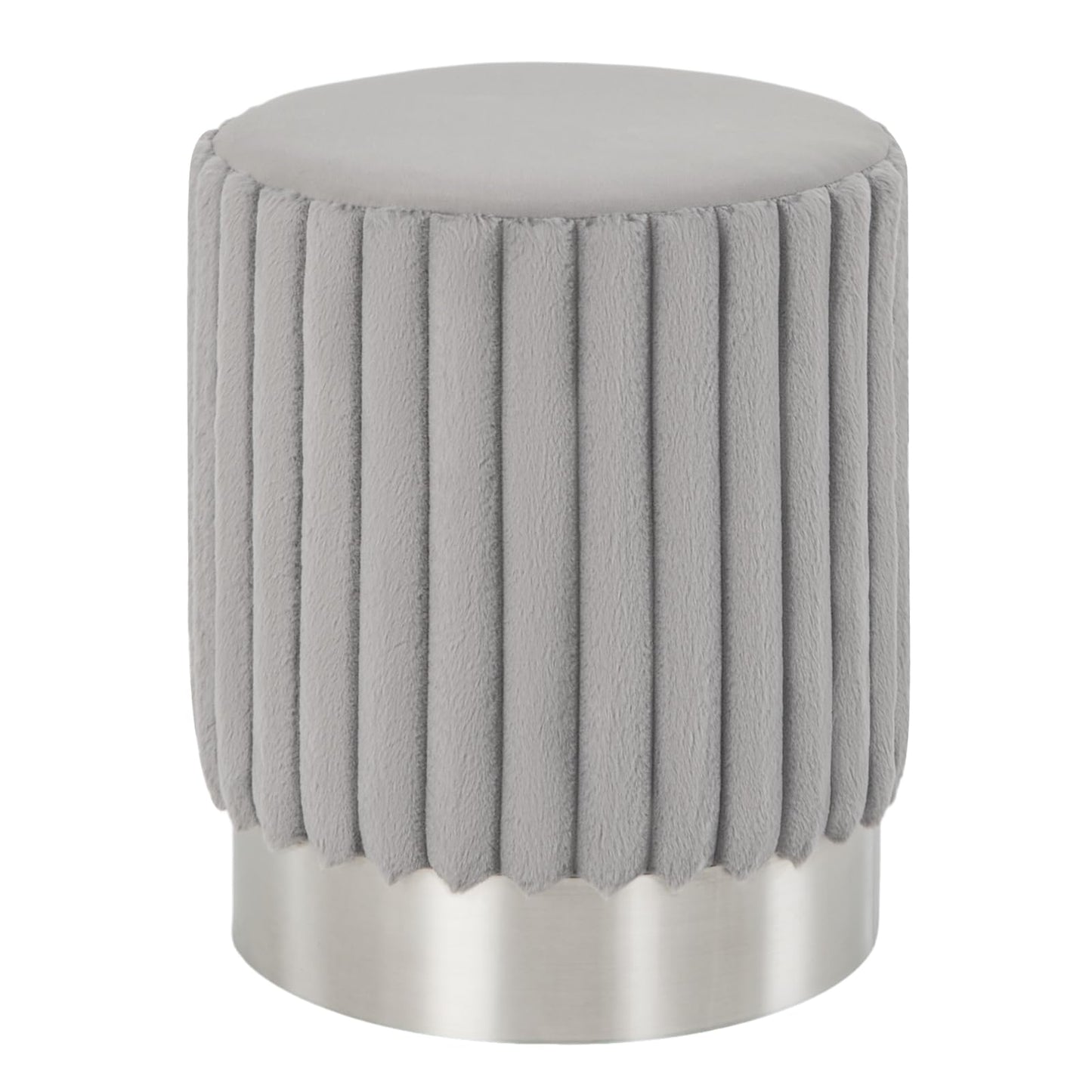 Upholstered Footrest Stool with Decorative Vertical Tufting and Heavy-duty Metal Base