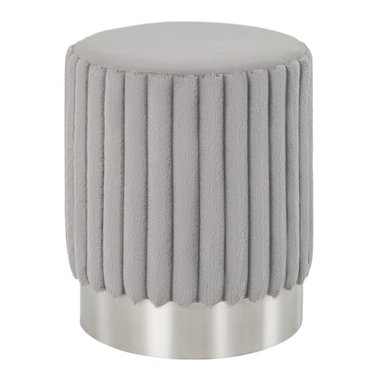 Upholstered Footrest Stool with Decorative Vertical Tufting and Heavy-duty Metal Base