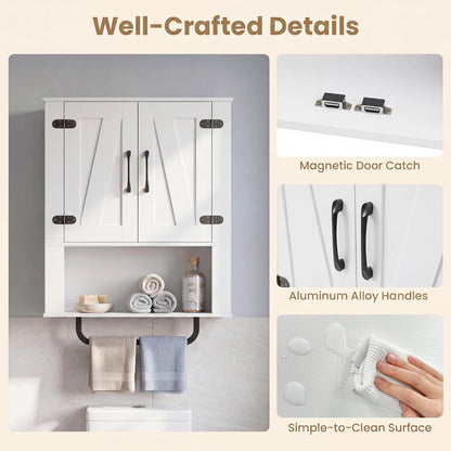 Bathroom Wall Cabinet Farmhouse Wall Mounted Organizer with 2 Barn Doors
