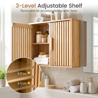 Bathroom Wall Cabinet, Wooden Over the Toilet Storage Organizer