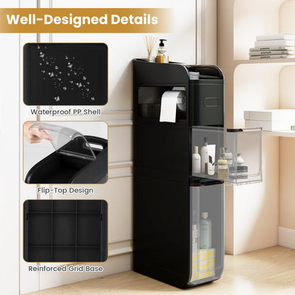 4-Tier Bathroom Storage Cabinet with 2 Drawers and Tissue Box