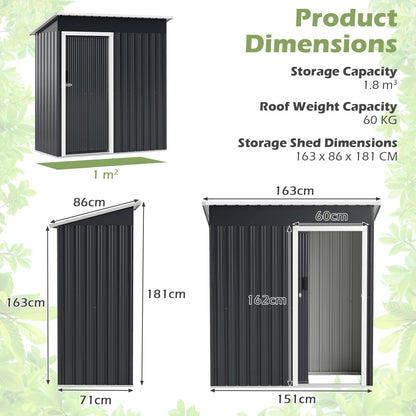 5.5 x 3ft Metal Garden Shed for Patio Backyard Lawn