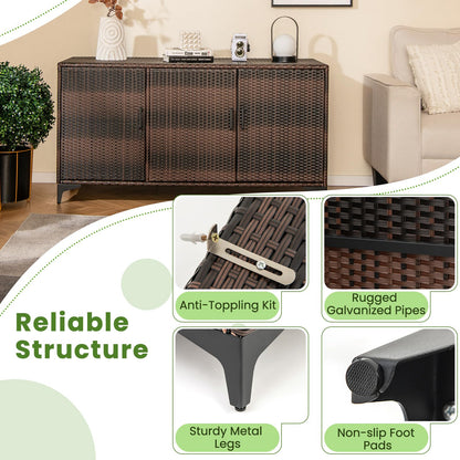 318 L Patio Wicker Storage Cabinet Deck Box with Removable Shelves