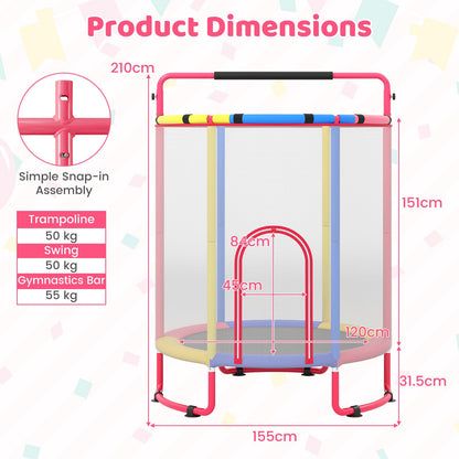 5FT Kids Trampoline, 6 in 1 Toddler Trampolines