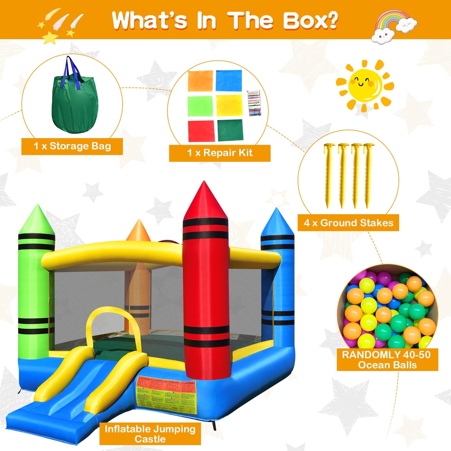 Inflatable Bouncy House, Kids Inflatable Castle with Slide