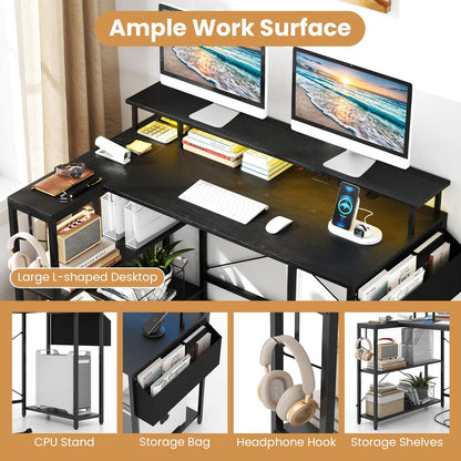 L-Shaped Computer Desk, 120CM Large Corner Desk Writing Study Table